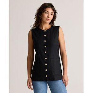 NWT Quince Black Sleeveless Button-Front Jacket